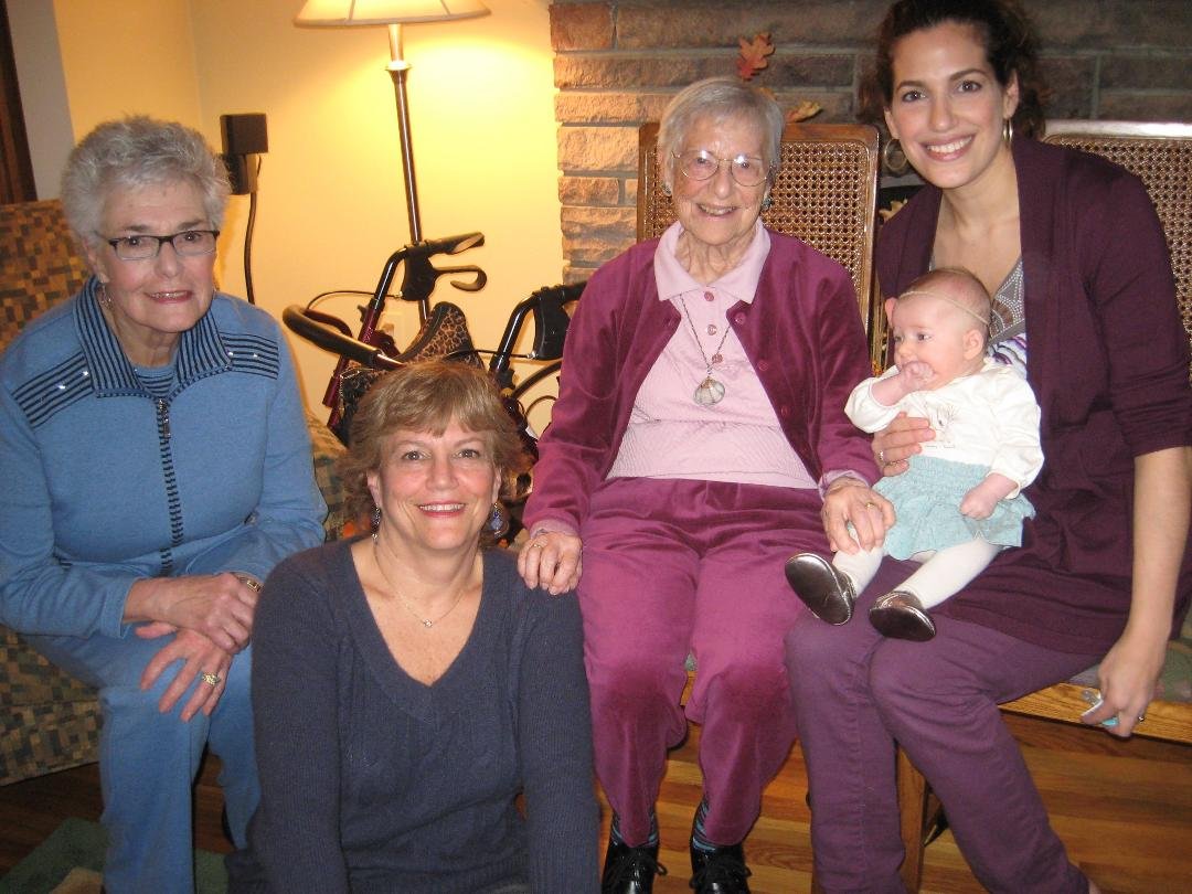 5 Generations...Great great great Aunt Ronnie, GG, Safta, Mommy and Lila