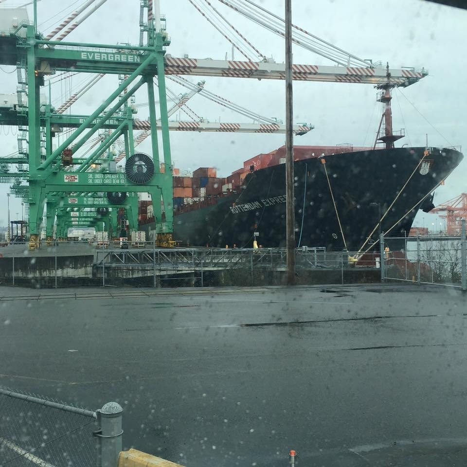 This is how close to the ship I was in my big truck down in Tacoma Washington