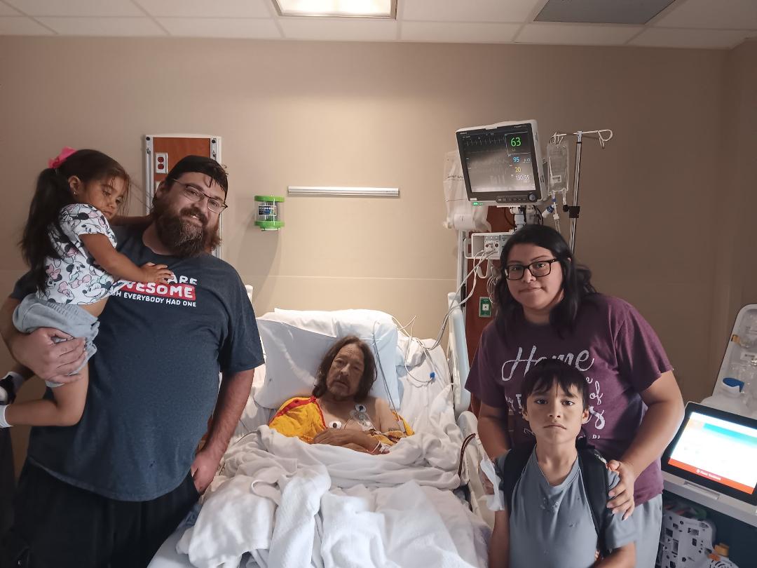 We're praying for your strength, Dad. I'm glad we were able to visit with you again; I just wish you weren't in the hospital. Keep fighting and don't give up - we're all here for you.