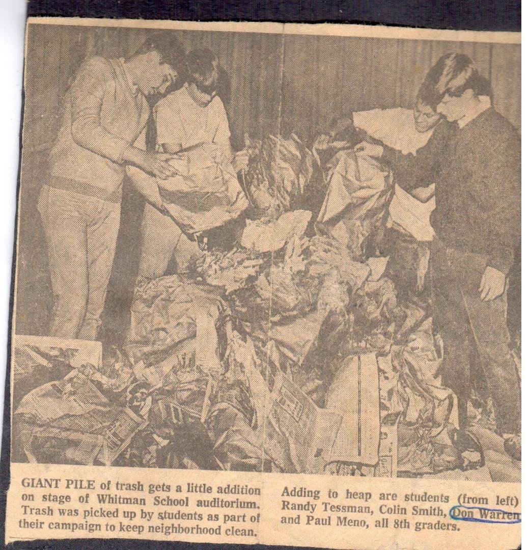 Picture form the past... 8th Grade at Whitman in Portland, Ore. Found this and wanted to share, Randy Tessman do you remember this. Those were some great days...