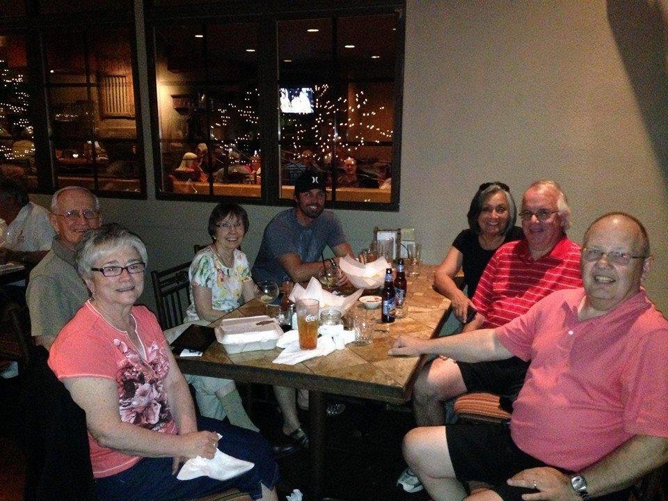At Nando's with Patty Escalante Timpane , cousins Gene and Carol Anderson and Jim and Judy Sauter and if course David Ethell.