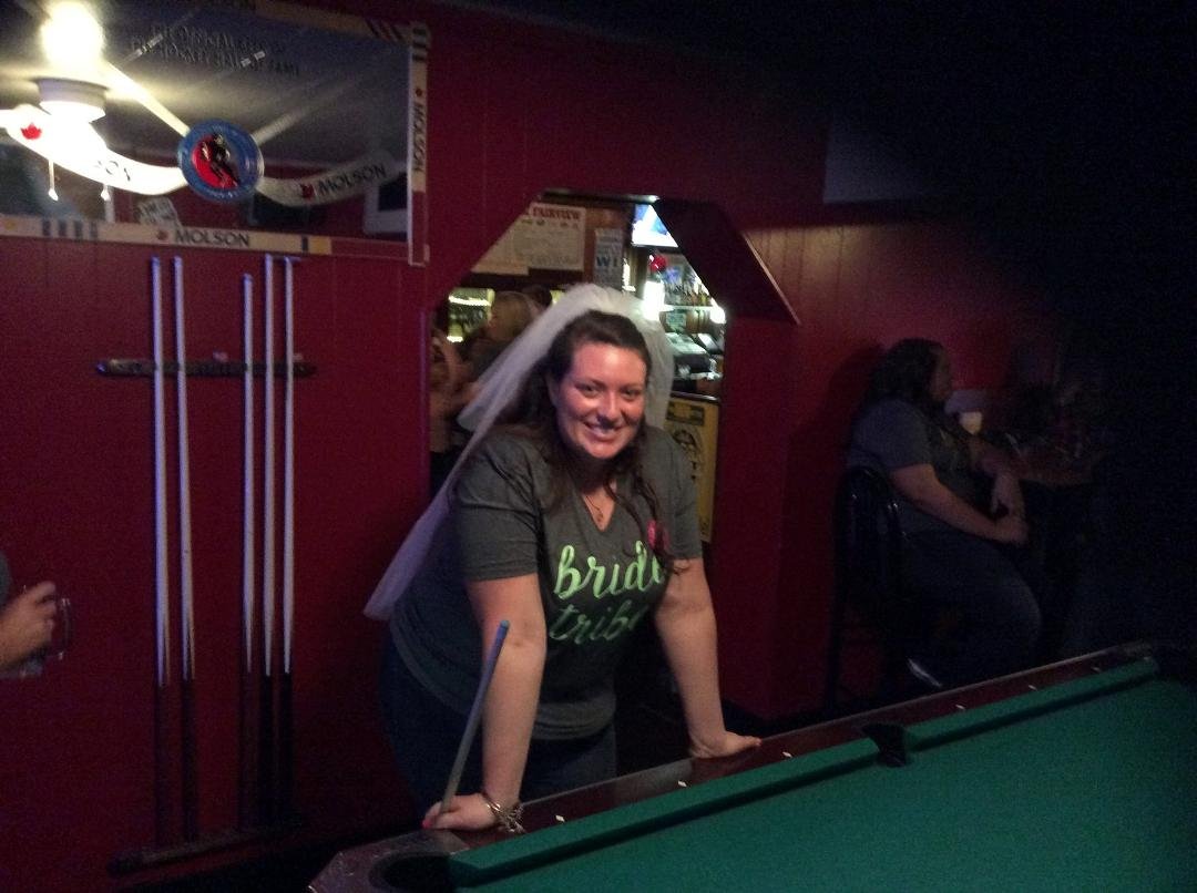 My little pool shark. Had sew much fun last nite at Shannon's Bachelorette party..