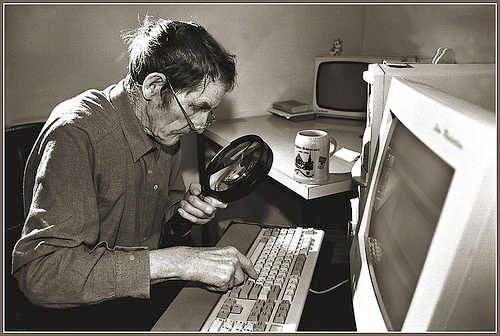 Don't know how they did it--must have hacked my MacBook Pro camera--but Daily Kos posted this photo of me working up in my office here at the Matile Manse. It's creepy to think someone's watching me as I work...