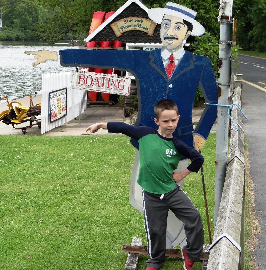 We are enjoying the English culture. Here is grandson Jack emulating a British salesman.