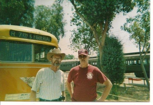 With Ken Davis--not at 7th & Figueora, at the Railroad Museum in Perris, CA June, '04