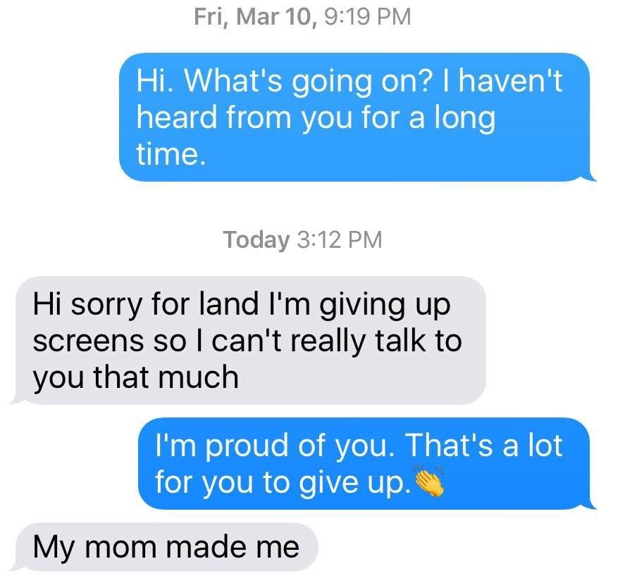 Text stream between me and my youngest granddaughter. Land is supposed to be.lent.