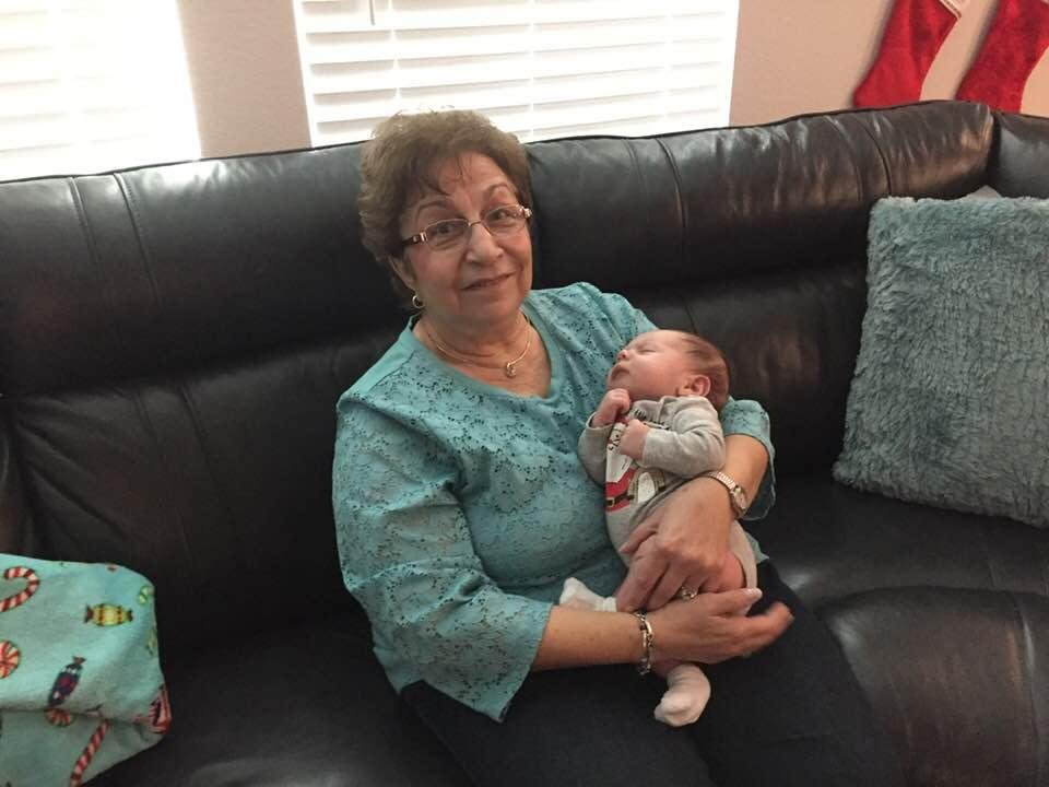 Great grandma Audrey with baby Joel