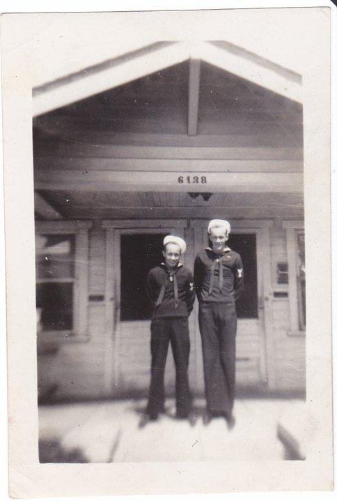 Pam, here's a pic of your dad and mine looking all spiffy and really young in their Navy uniforms! Think this is the only one I have of any of the Clift brothers together in uniform