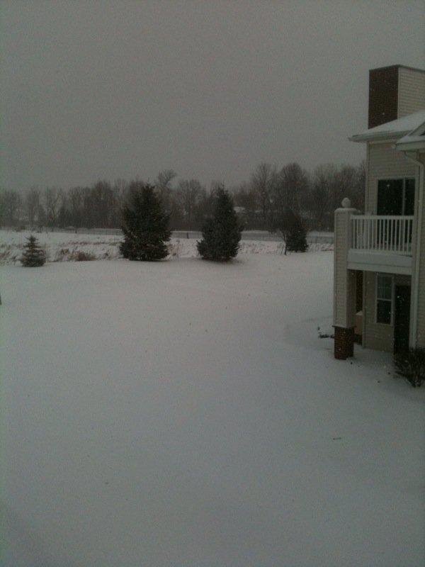 It's snowing and beautiful, from inside!