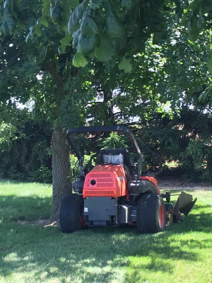 Great day in Indiana mowing grass under the oak trees I planted years ago. Temp is 73 degrees! 👏😀
