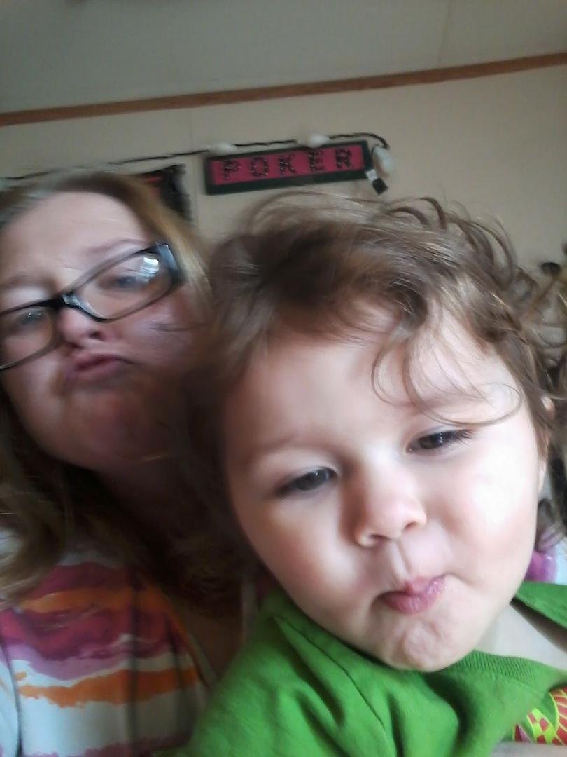 Trying to take a picture but she moves fast laycee and me