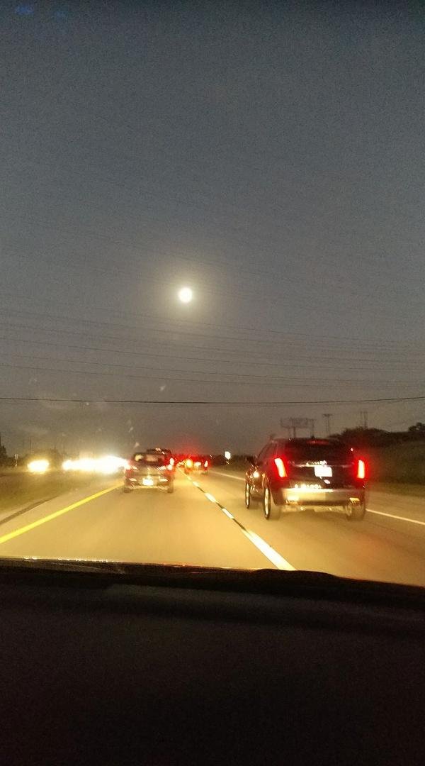 Melody Hudson...June Bug moon this a.m. on our way to work!
