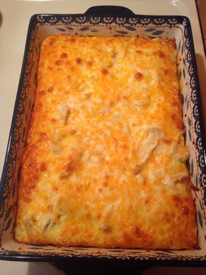 Chili relleno casserole from Pintrest! I'll let you know how it is.......I added shredded chicken to mine.