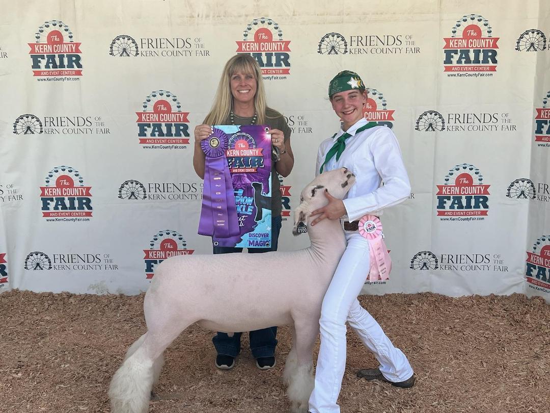 Congratulations to A4 Club Lambs in producing the Champion Speckle Lamb at the Kern County Fair for Ember Oxford of United 4-H. Lamb was sired by Palace