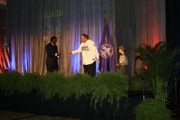 Lou Brock, Bob Mazzuca, and Danny center-stage