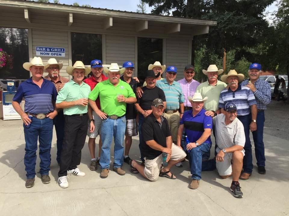 Old rodeo riders at the West Glacier Annual Cowboy Golf Classic