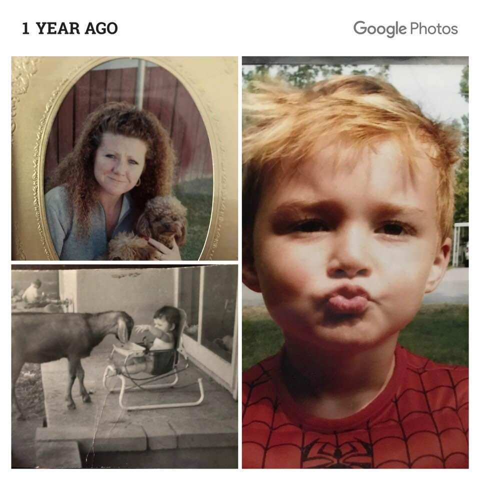This is my daughter and great grandson Nieda Austin and nanny the goat in La Paunte Ca