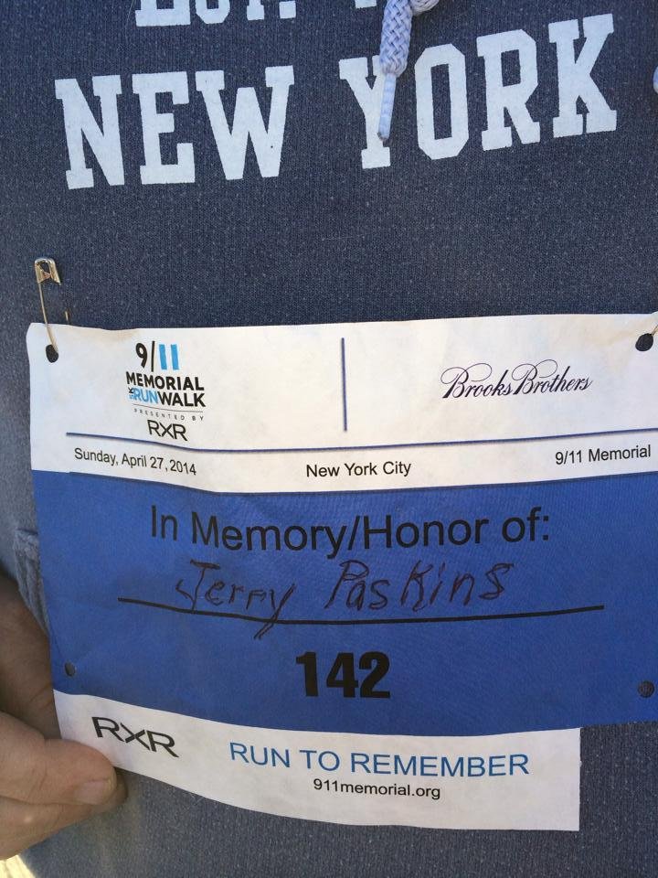 Debby and I finishing the 9/11 Memorial 5K this morning. Very moving.