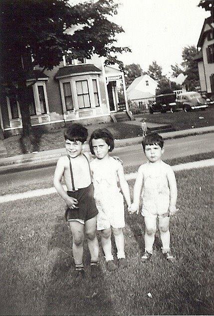 Me Nancy and Jimmy in 1945 or 1946 at Grammy's house on Hollis St in Framingham. We used to visit quite regular, sometimes every weekend. We sued to stop at Framingham Baking on every trip for bread and pizza. I remember