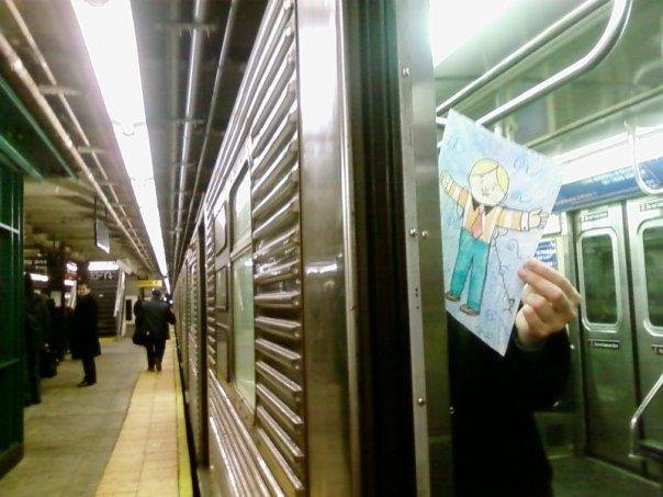 Flat Stanley on the subway.