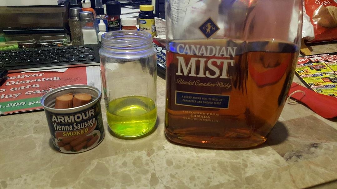 GREAT DINNER AWESOME DRINK PICKLE JUICE AND CANADIAN