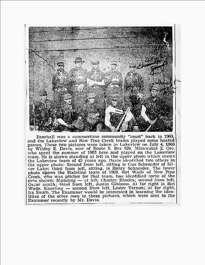 New Pine Creek baseball team.