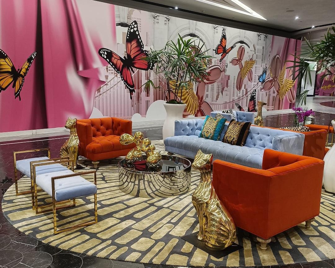 Seating in the American Dream Mall and painted wall
