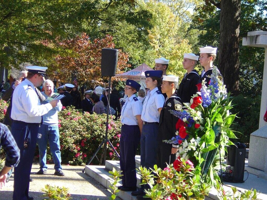 My first official act as Commander, Swearing in Ceremony for new Coast Guardsman, at the Veterans Day Parade, at the steps of the Capital building, Armed forces Memorial, dowtown Raleigh N.C.