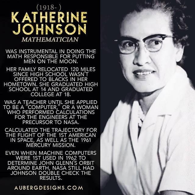 From NASA "We're saddened by the passing of celebrated mathematician Katherine Johnson. Today, we celebrate her 101 years of life and honor her legacy of excellence that broke down racial and social barriers"