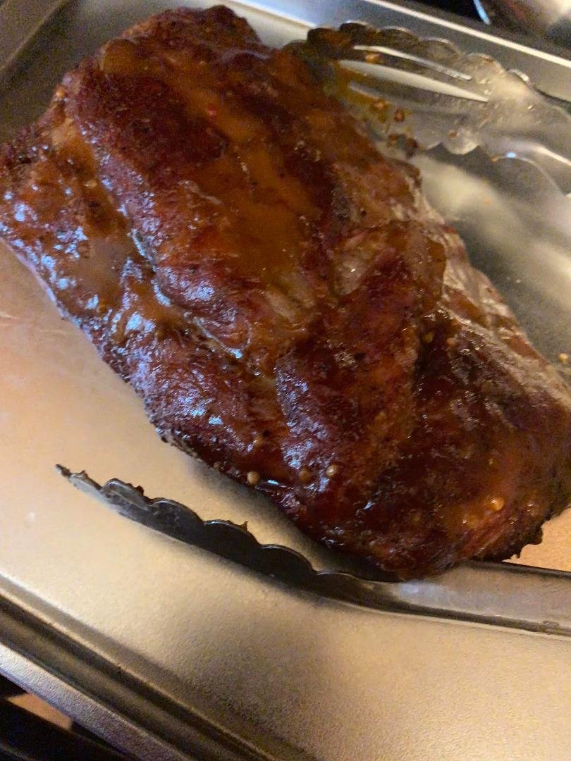 Finished. The ribs were good. Next time I will Al Lowmore time.