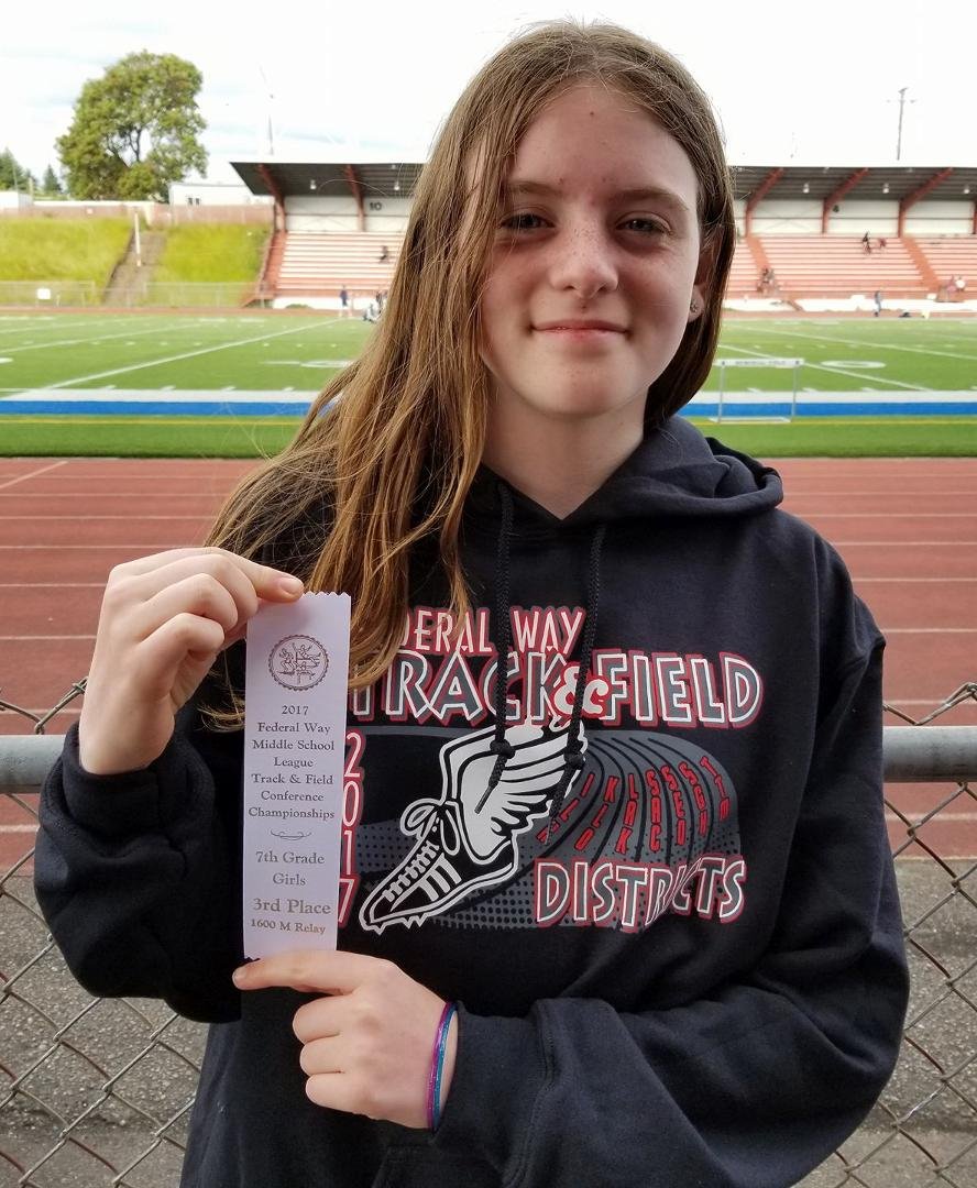 Kaitlyn Evans got 3rd place is the District finals for 4x4 1600 meter relay. Proud of you!
