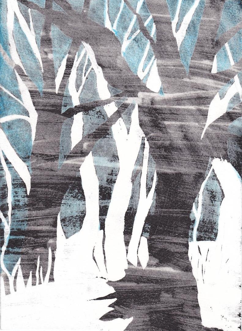 'Winter Wood'-gouache and ink wash.