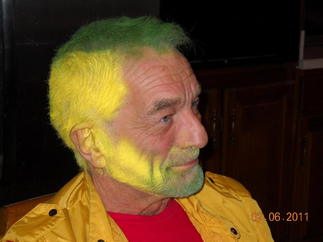 We went to a Super Bowl party at our pastor's house and had a great time. Tons of food, young and older people alike all getting together for some great fun. Of course, Leonard wanted to show his support for Green Bay and