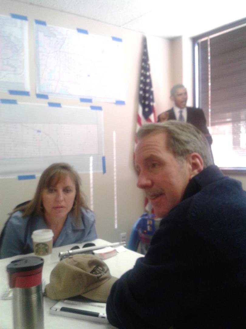 Arapahoe Dem breakfast, Tom, Claudia and Barrack