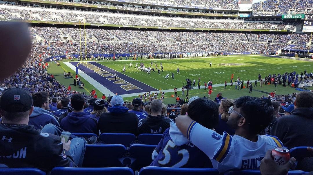 Marcia and I had good seats for the Ravens Raiders game.