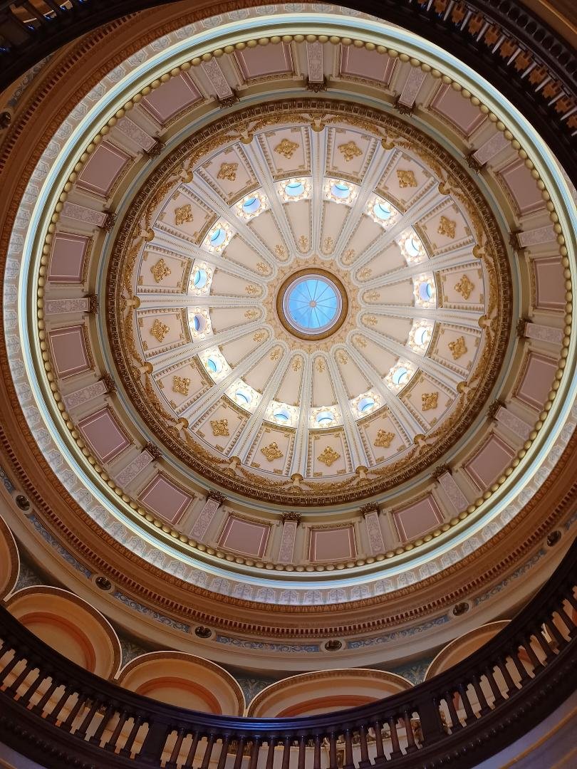 Inside the rotunda of the capital building.