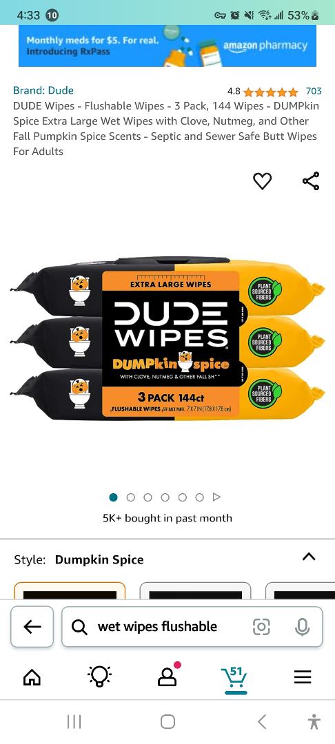 REALLY?  Dudewipes in PUMPKIN SPICE sent?  You're ass needs to smell like it too?