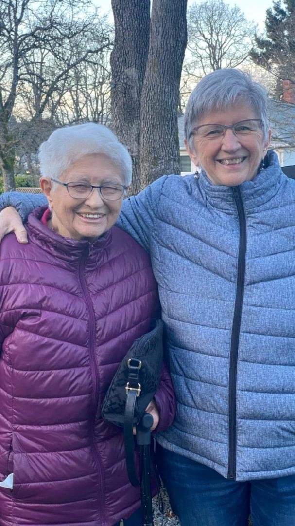 My sister Jo-Ann and I got our booster on Wednesday. Our brother Fred joined us too but he missed the photo op.  They babysat me growing up so now it's payback time.