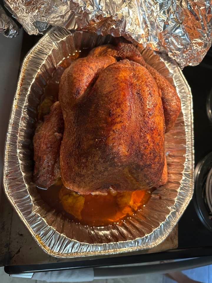 Cajun smoked 17 lbs turkey. Resting now