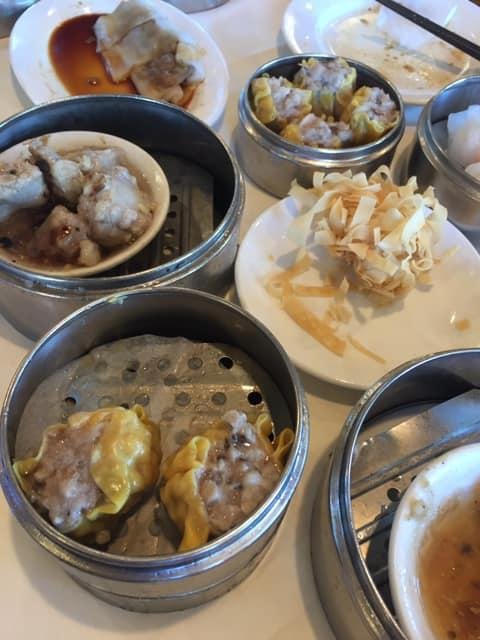 Having Dim sum with mom and Carson.