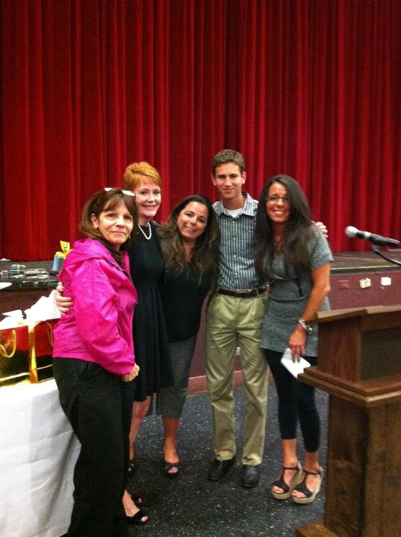 With the recipient of the Gina Giallombardo Scholarship - Ben Silletto - Ben's Father died of Angiosarcoma and has raised $11,000 for Sarcoma! He also works at Camp Anchor and received MANY awards tonight!