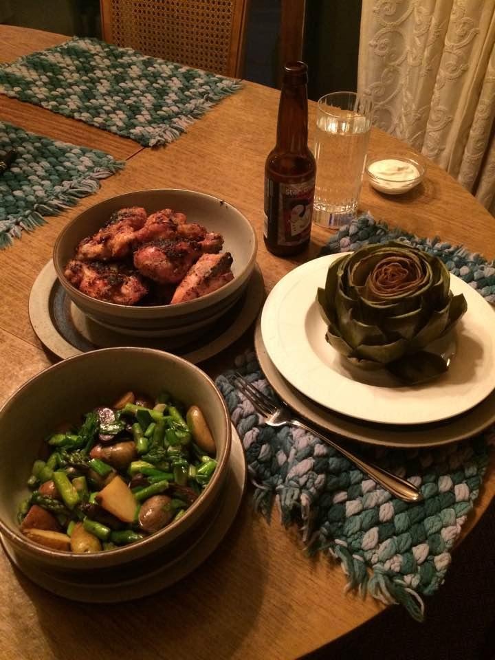 Dinner last night with Caren. Chicken on the grill.