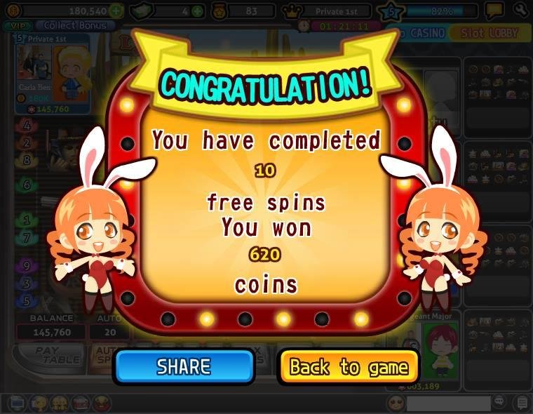 Carla Benway played the "Wild West" Free spin and won 620 coins in Let's Vegas! Come to join now!