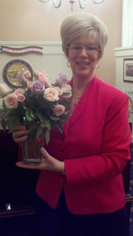 Beautiful flowers delivered to me at work today from my wonderful son--and daughter-in-law