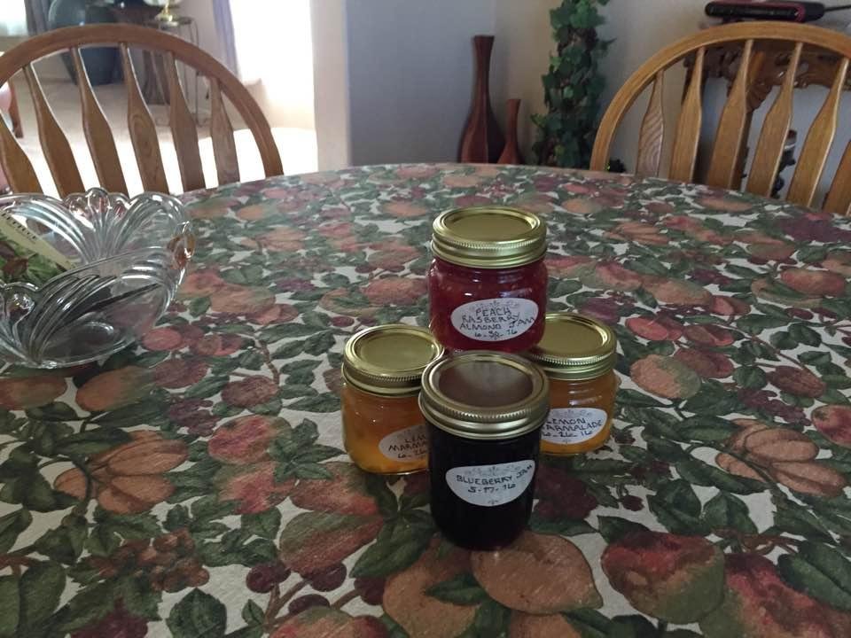 So far this year I've been able to make Blueberry Jam, Lemon Marmalade and Peach Raspberry Jam.