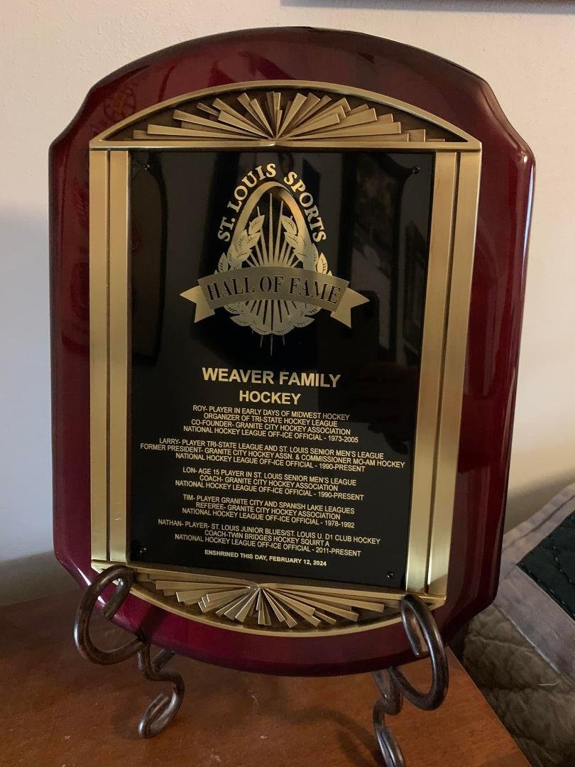I want to take this opportunity to thank all friends and acquaintances for the wonderful words and comments concerning the Weaver Family induction to the St. Louis Sports Hall of Fame. It is a tremendous honor for the enti