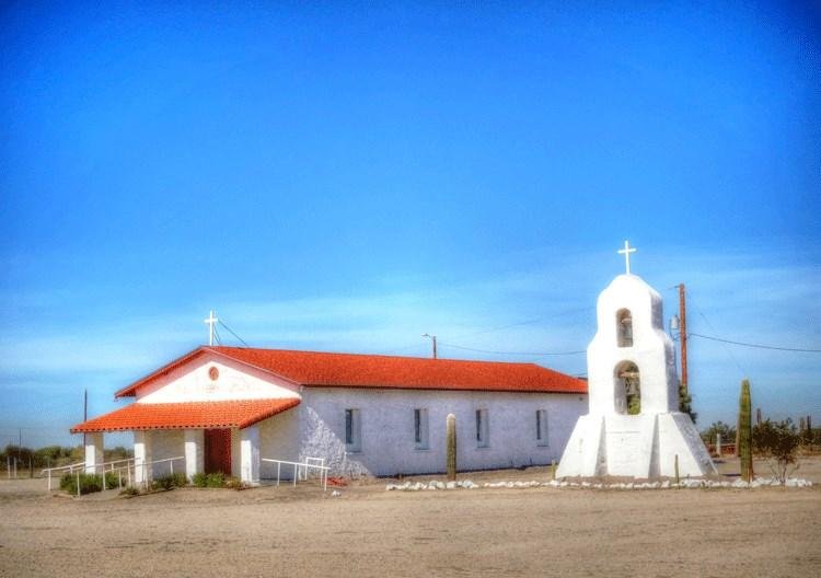 A lovely church outside Sacaton, the city where Ira Hays came from, the Iwo Jima war hero.
