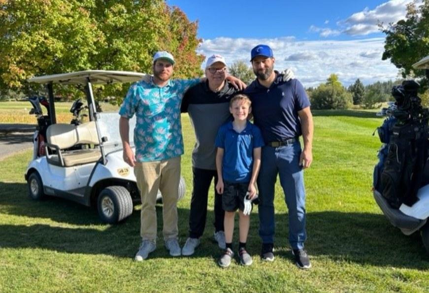 What a great day played Golf with my 2 boys and my grandson it was little Zacks first round of golf so cool thanks boy's.