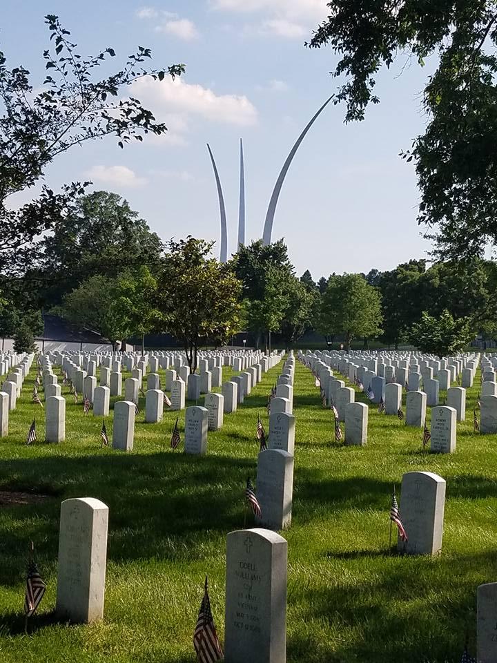 Taken at Arlington National Cemetary on the Saturday before Memorial Day 2016.
The spires in the background are the Air Force Memorial.