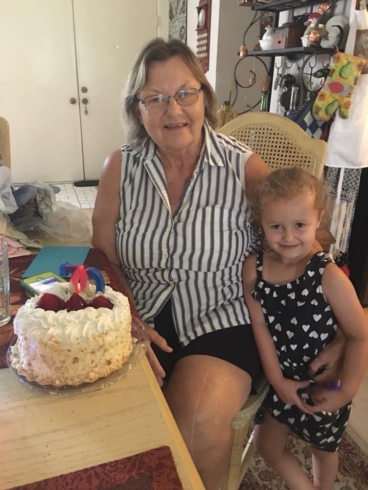 Celebrating my birthday with my granddaughter Hayley and my daughter Erin Brooks and her in laws